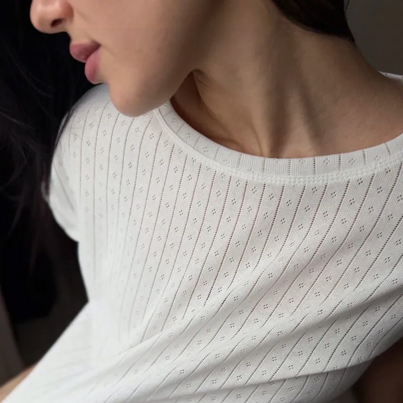 Conjunto de pijama mujer jacquard transpirable manga corta_voghion.com