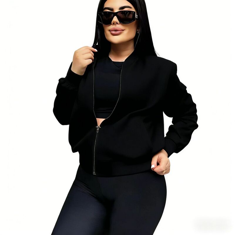 J5312 European and American Style Zipper Cardigan Jacket New Casual Sports Style Fashionable Short Jacket S-4Xl J5312 European and American Style Zipper Cardigan Jacket New Casual Sports Style Fashionable Short Jacket S-4Xl