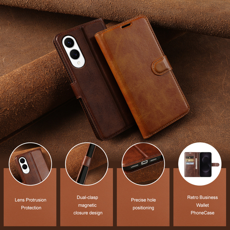 Samsung S26/S25 Edge/S25 Phone Case Wallet Flip Cover Pu Leather Anti-Fall Protective Case