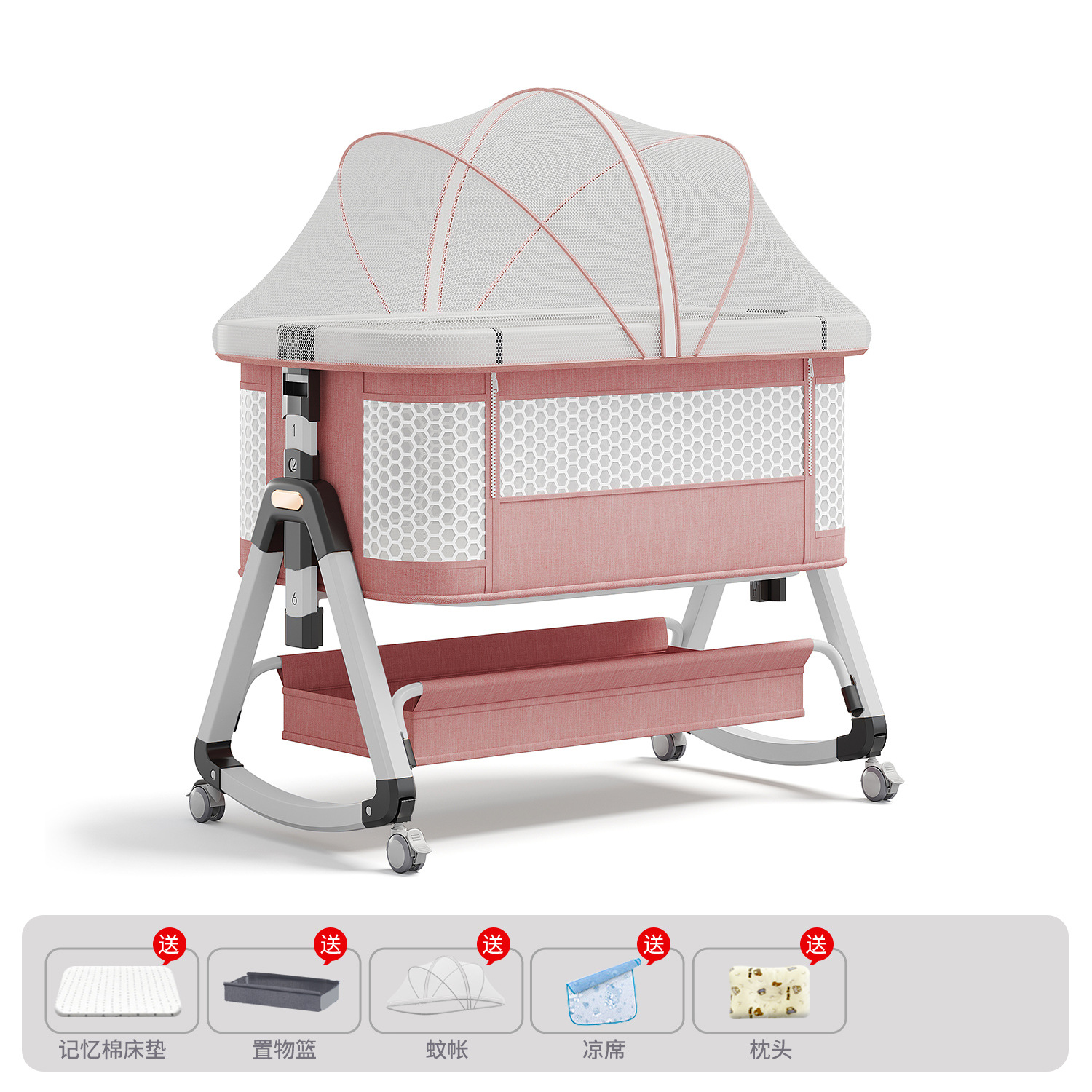 Cama de bebé móvil portátil cuna cama plegable multifuncional BB cama para recién nacidos empalme cama grande