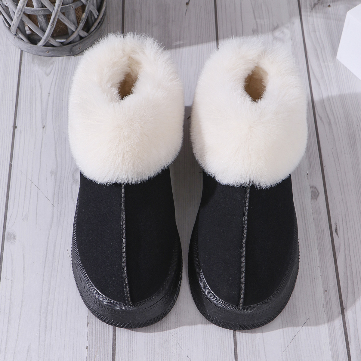 Padded home bag with men's and women's indoor and outdoor warm cotton slippers cotton shoes_viptrois.com