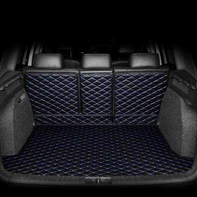 Trunk Mat: the right-hand drive car-specific - trunk-semi-enclosed-model-black-and-blue-no-installation-required
