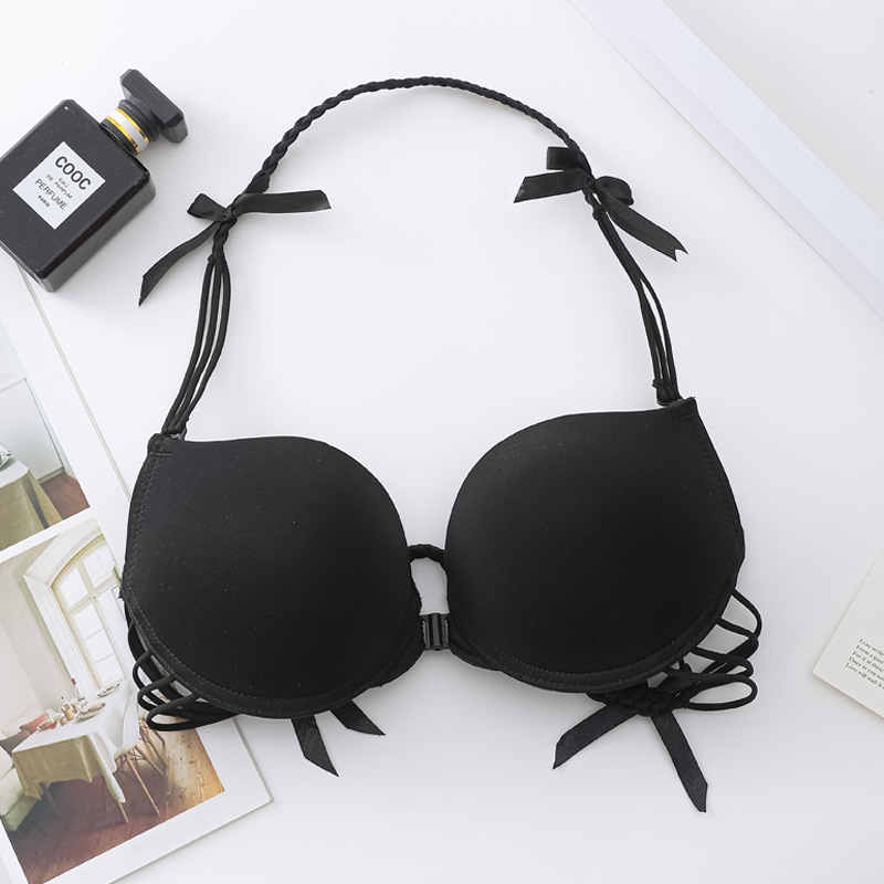 Comercio exterior ropa interior spot brillante sin marcas colgar cinturón de cuello de espalda grande sujetador de abrazadera de espalda sexy belleza de moda sujetador de chicas