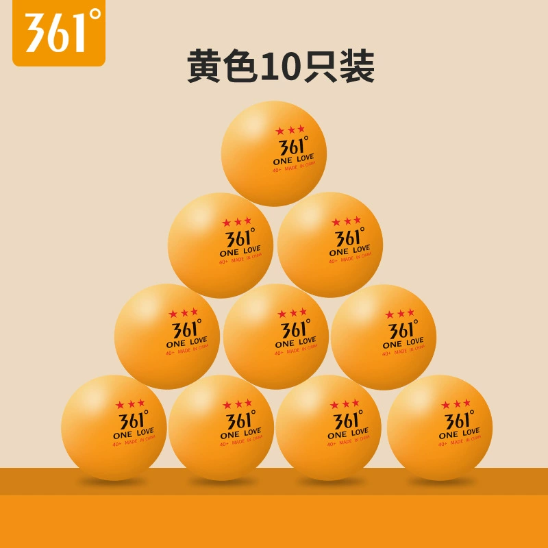 Table tennis ball (361°) 3‑star competition, 40+ mm, pack 30/50/60, white or yellow