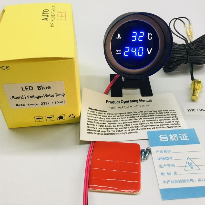 跨境12V24V通用汽车轿车货车改装水温电压组合圆形炮式款仪表验电|undefined