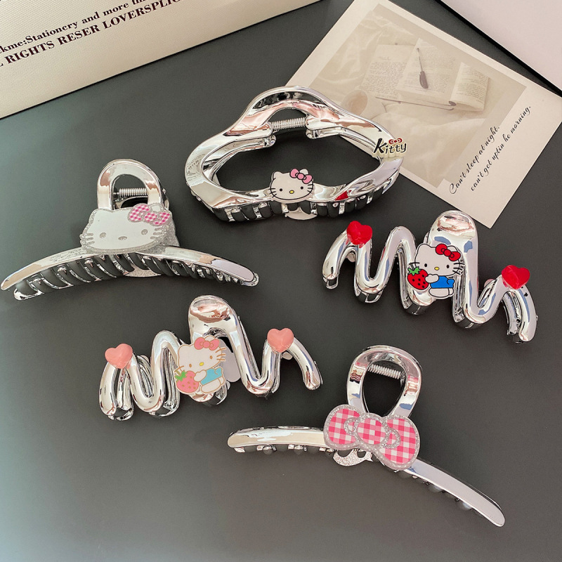 新しい猫のかわいいヘアクリップドーパミンハイエンドシルバークリップ後頭部用女性用大サイズヘアクリップ|undefined