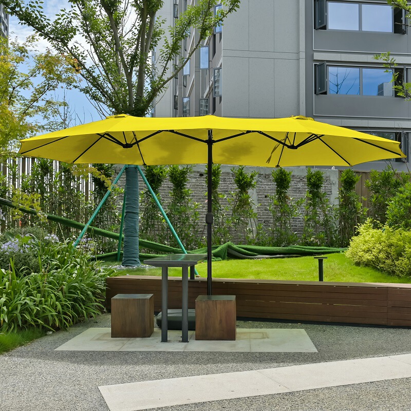 Outdoor Parasol, Sun Umbrella, Courtyard Umbrella, Beach Roman Banana Umbrella, Twin Three-Head Hand-Cranked Umbrella