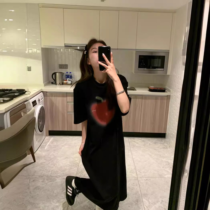 Imitation Cotton Milk Silk# Korean Style Dress Summer New Large Size Loose Long Over-the-knee Fat Girl Pregnant Women's Nightdress