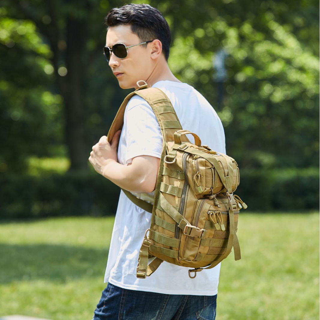 Bolsa de sillín impermeable Oxford tela camuflaje fotografía crossbody bolsa al aire libre hombro táctico bolsa de pecho grande senderismo escalada bolsa