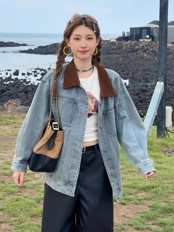 港风牛仔休闲美式复古日系工装风衣长款男女宽松上衣潮牛仔外套潮|undefined