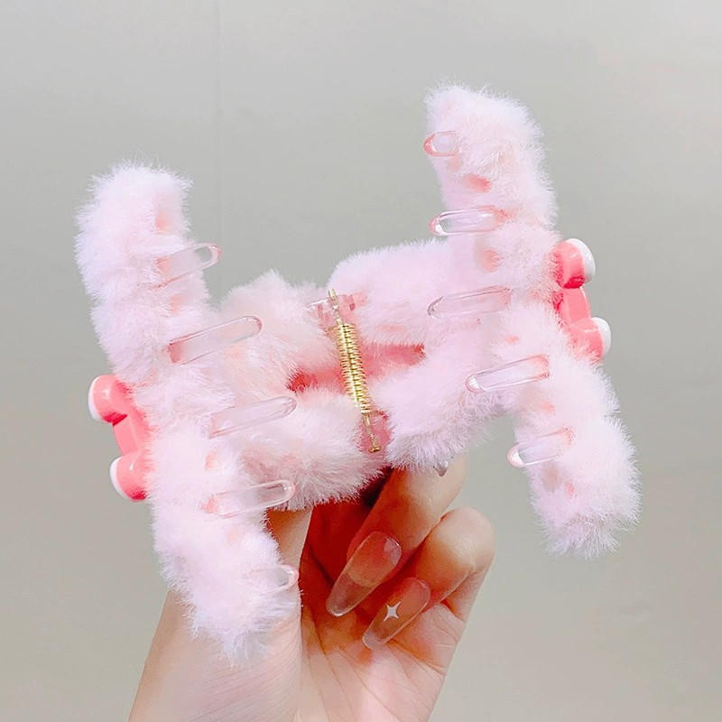 Sanrio, короткая плюшевая заколка-краб из мультфильма, детская заколка для волос, акула, милый аксессуар для волос