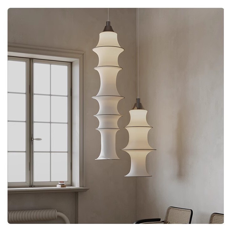 2024 Nordic Style Silkworm Silk Bamboo Chandelier Model Room Tatami Creative Long Distinctive Bamboo Lamp Long Lantern