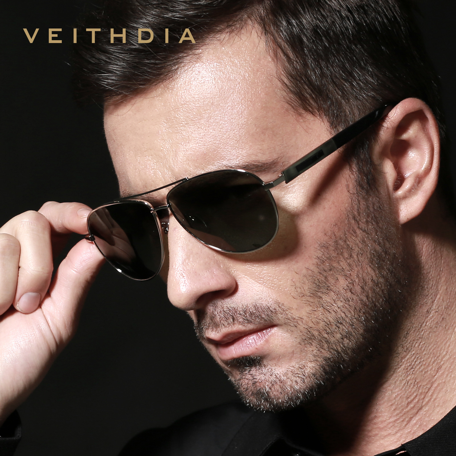 Hombres interior recubierto gafas de sol polarizadas Rana espejo marco Acero inoxidable 3250