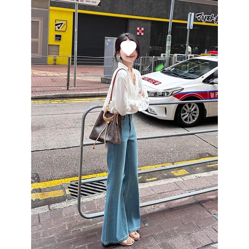 浅色微喇牛仔裤女夏季2025年新款高腰小个子不贴腿显瘦马蹄喇叭裤|undefined