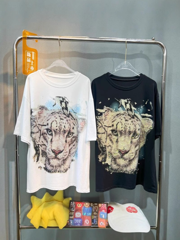 特大サイズ 1.0-150kg ファット mm ヨーロッパ製品ヘビータイガー ホット ダイヤモンド Tシャツ レディース 半袖 ラウンドネック ルーズ 気質 トップ トレンド|undefined