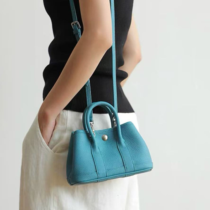 First-Layer Cowhide Mini Garden Bag New Medium-Sized Genuine Leather Accessible Luxury Niche Satchel Shoulder Crossbody Bag for Women with High-End Feel