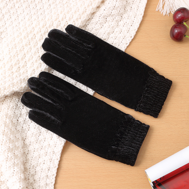 Autumn and Winter K-style Cold-proof Electric Vehicle Cycling Thickeneded Gloves Gold Velvet Warm Gloves for Men and Women Ready Supply