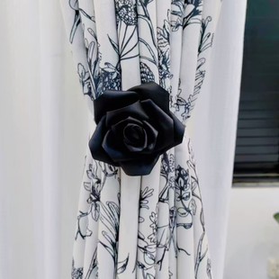 High-End Handmade Three-Dimensional Satin Rose Flower Brooch, Luxurious and Elegant Curtain Tie, European Style
