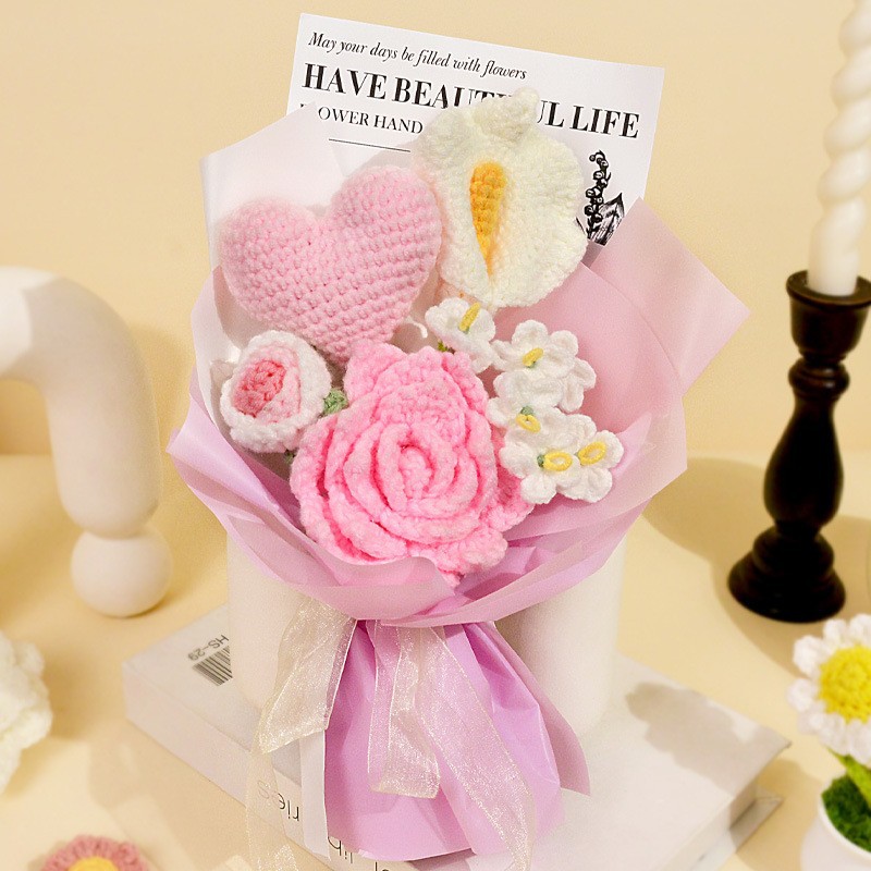 Flor de lana tejida a mano ramo de flores de girasoles flores de punto flor de simulación comercio exterior transfronterizo amazona