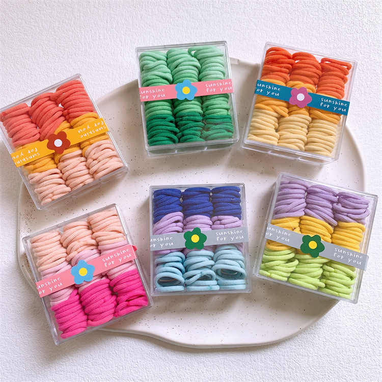兒童盒裝彩色小拇指發圈女童扎頭髮皮筋發繩高彈力不傷發頭繩髮飾