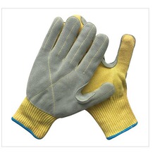 芳纶凯夫拉缝皮手套防火阻燃防割防刺耐高温防护芳纶贴牛皮手套