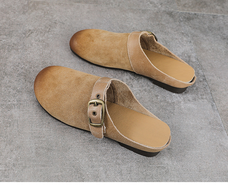 Dép sandal nữ da bò thật quai chữ V đế bệt mùa hè — màu sắc chi tiết 15