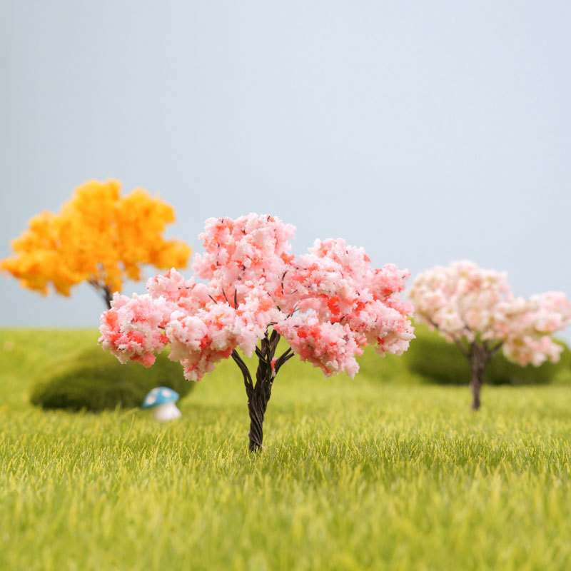 仿真樱花树黄金树浪漫花 微景观多肉沙盘模型DIY场景装饰配件摆件