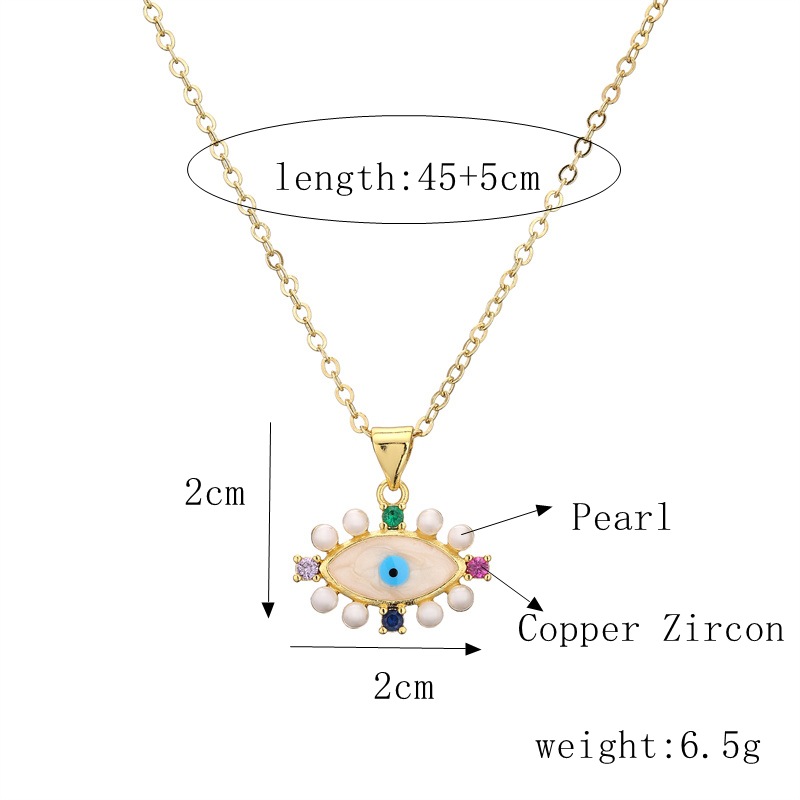 Fashion Devilu0027S Eye Copper Plating Inlay Pearl Zircon Pendant Necklace 1 Piece
