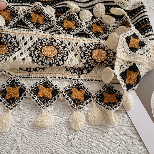 Knit Lacy Striped Fringe Strap Tank Top for Women Summer Sleeveless Outwear Innerwear Layering Kanjian Ethnic Style Top Dress