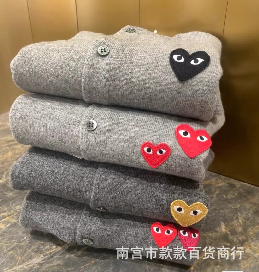 日本のニットセーター、川久保田風セーター、カーディガン、カップル・親子お揃い、メンズゆったりハート柄ウールセーター、保陵風インナー