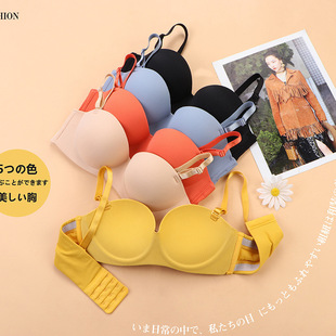 Summer Japanese-style Skin-friendly Breathable Non-marking Steel Ring Underwear Women's Small Chest Push-up Adjustable Beautiful Back Thick Bra