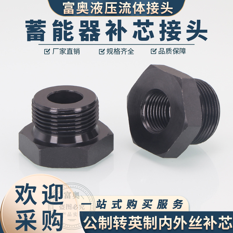 蓄能器接头补芯转换头14/16/18/27/33公制外丝转英制内丝2/3/4分