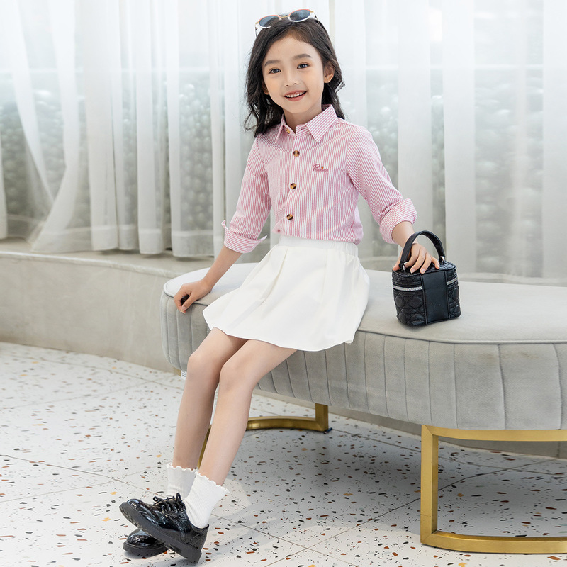 Snoopy Children's Clothing New Girls' Fashion Suit Dress Stylish Girl Chanel-Style Light Luxury Shirt and Skirt Set