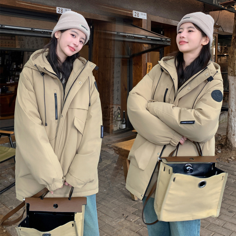 新款大码韩版羽绒棉服连帽宽松休闲情侣工装棉衣女冲锋衣夹克外套|undefined