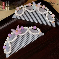 Древний стиль Hanfu Palace Tang, сладкая и свежая ацетатная расческа для волос в форме бабочки, универсальная темпераментная ацетатная расческа для волос в форме полумесяца