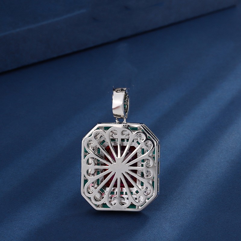 XIRU 2024 새로운 럭셔리 SEIKO 유럽 에메랄드 레드 옥 하오 상감 사각형 12*16 펜던트 목걸이 여성