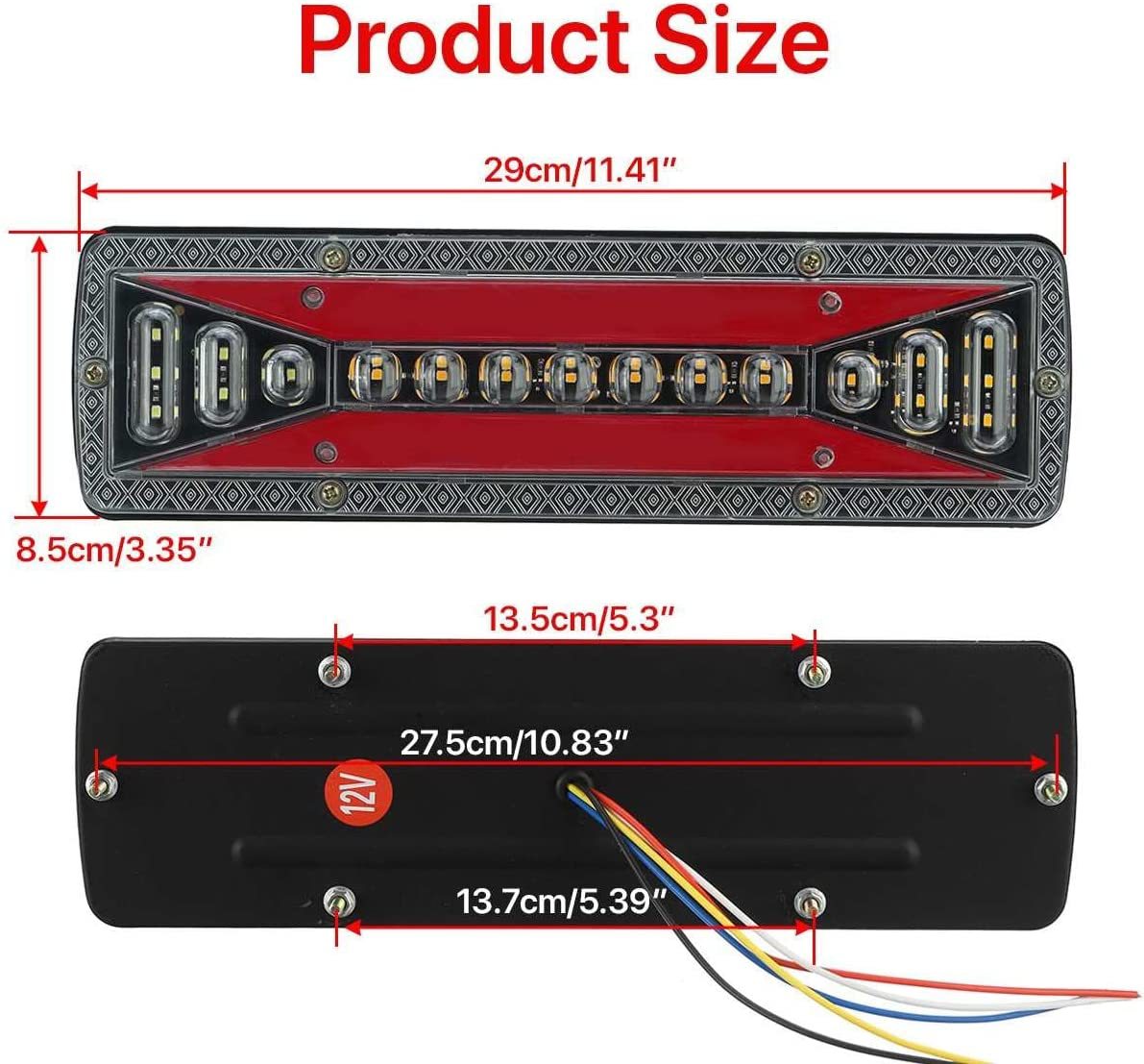 Car LED Taillight 12V24V running water light agricultural vehicle lamps tricycle truck taillight truck warning light