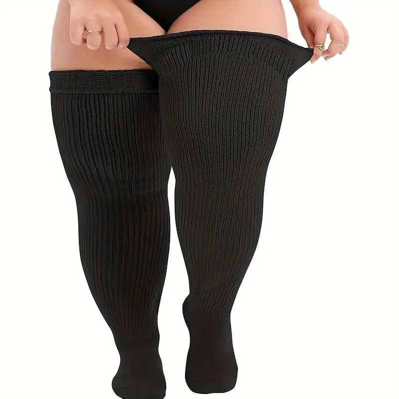 Calzini da donna 2025d in cotone a gamba spessa sopra il ginocchio per donne formose, extra lunghi, taglia grande_voghion.com