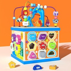 子供の木製大型多機能パズル大型ビーズ宝箱早期教育知的マッチングシーン知的ボックスおもちゃ