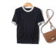 Quiet Luxury Old Money ~ [Mulberry Silk + Cotton/Fashionable Contrasting Edges/Three-Dimensional Texture] Thin Knitted Round Neck Sweater