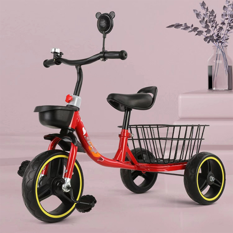 Triciclo infantil anticaída, bicicleta de bebé de 3-6 años, con canasto trasero, ideal para niños y niñas