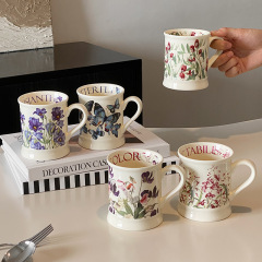 フランスのレトロな陶磁器のオフィスのコップのコーヒーのミルクのカップのカップルのコップのマグカップの小さい大衆のコーヒーのカップの朝食のコップ
