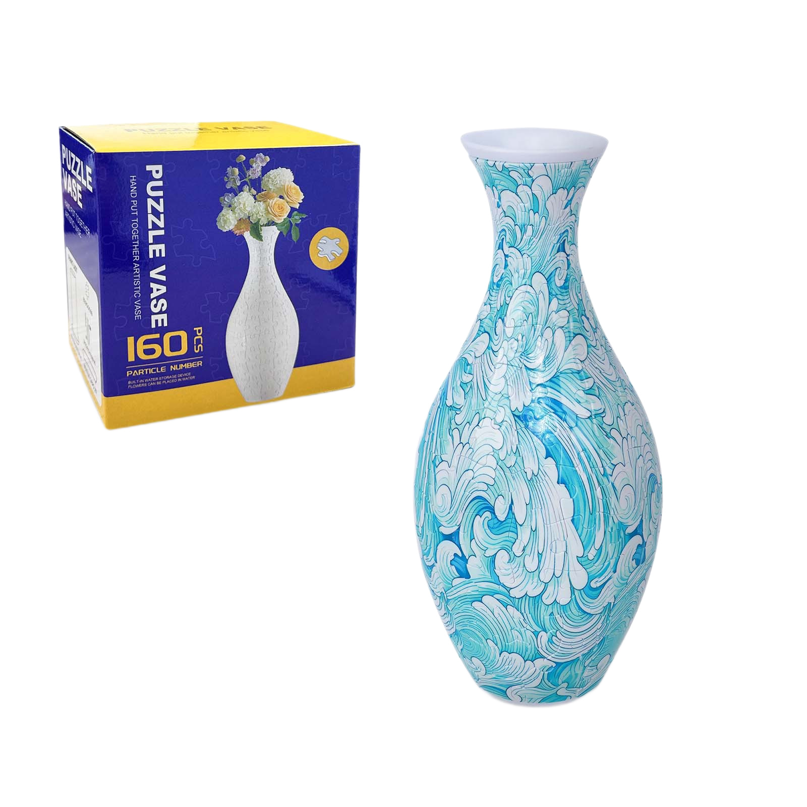 3D Puzzle Vase Blue And White Porcelain Creative Home Decor Ornament Flower Arrangement Living Room Gift Educational Toy_voghion.com