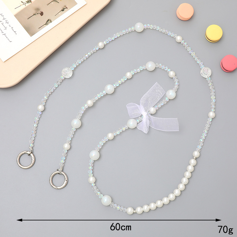 Nuevo acrílico cuentas teléfono móvil cadena perla crossbody Correa cadena teléfono móvil caso colgante regalo para las mujeres