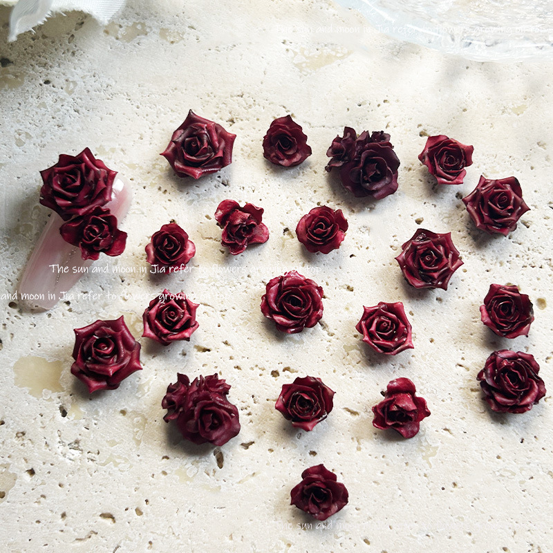 Autumn and Winter Retro wine red Nail Art Small Jewelry Mixed Soft Pottery Rose Nail Art Material Diablo Dressing Armor Accessories