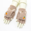 Children's winter gloves, keep warm fleece cute flower boy costume for elementary school students, fingerless