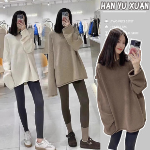Maternity 2024 New Lazy Style High-end Sweater Autumn and Winter Thickened Mid-length Knitted Backing Outer Wear