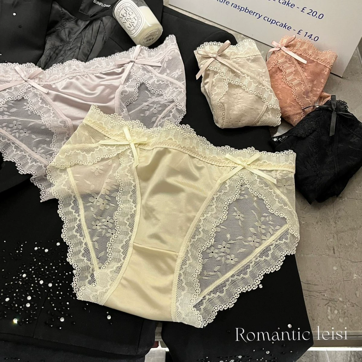 Нижнее белье: кружевные хлопковые шорты, лента на талии, трусики-слип, Sexy brief, размеры M–XL