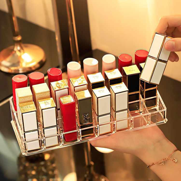 Cosmetics Lipstick Storage Box Dust-Proof Desktop Lipstick Box with Lid Acrylic Lip Glaze Lipstick Storage Rack