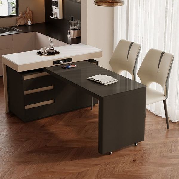 Mesa de comedor de tabla de roca doméstica de alta calidad integrada telescópico multifuncional de tabla de roca pequeña casa tipo madera sólida giratoria